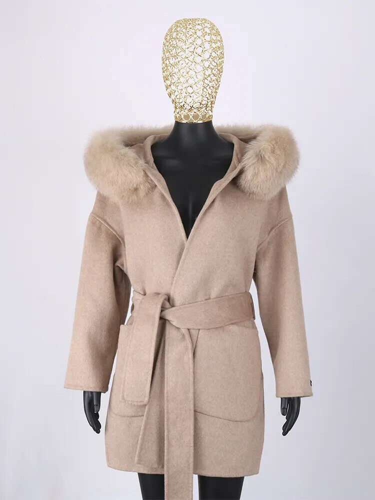 2023 Coat Collar Jacket Winter Outerwear Women With Belt