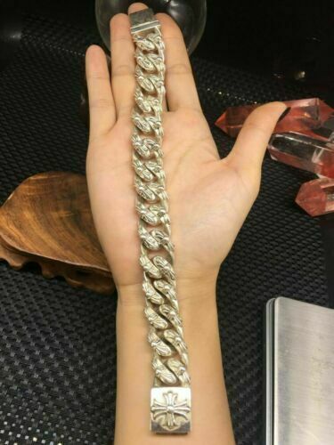 Asian old miao silver hand cast cool leo statue bracelet jewel gift
