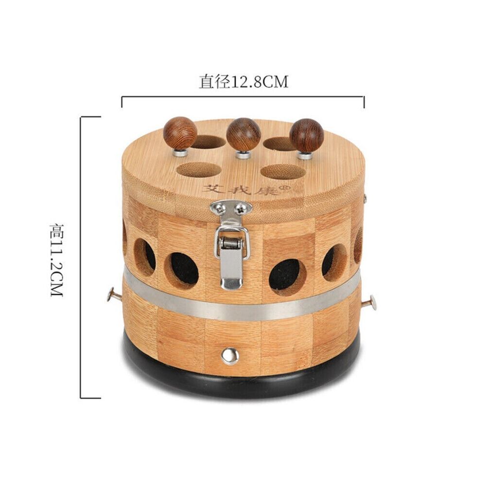 Dia 5" Bamboo moxibustion Box Bianstone Scraping Pot Warm Moxibustion Apparatus