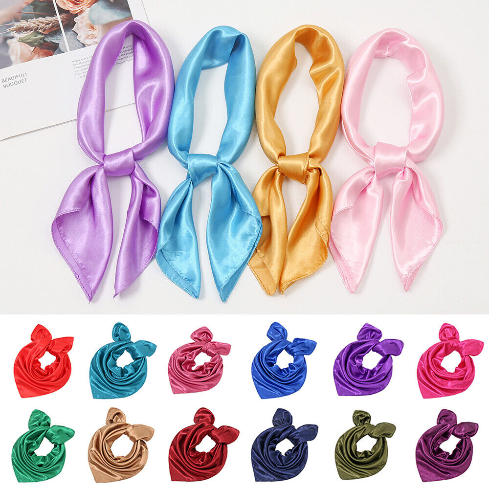 Silk Square Scarf 60cm Satin Neck Hair Tie Band Bag Ribbons Shawl Hijab 60*6