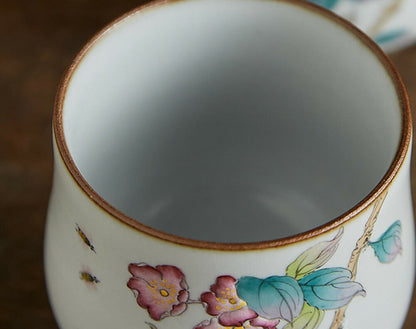 100cc China Song Dynasty Antique master tea cup ruyao begonia flower ceramic cup
