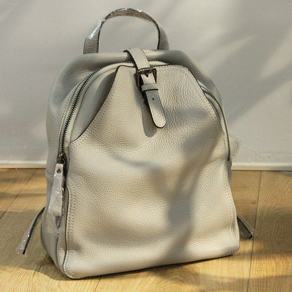 Backpack Women Genuine Leather Travel Shoulder Bags Gray Brown Black School Book