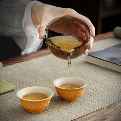 Travel Tea Set Ceramic Gaiwan Matching Tea Cup Glass Pitcher Towel Portable Bag