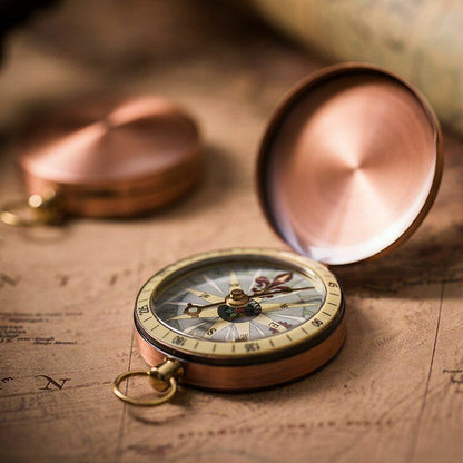 Pocket Compass Retro Copper Retro Flip Covers Watch Marine Survival Tool 71x50mm