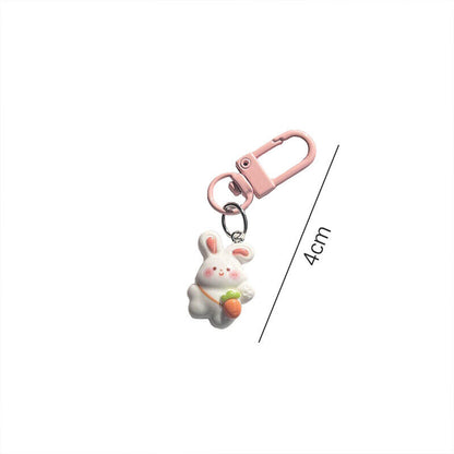 Rabbit Cute Keychain Bunny Carrots Car Bag Pendant Women Girls Tulip Keyring