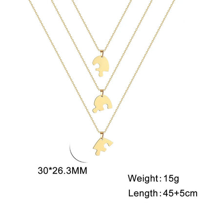 Women Necklace Stainless Steel Multiple Heart Puzzle Pendant Best Friend Jewelry