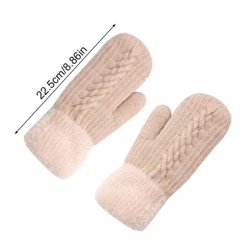 Women Winter Warm Gloves Cashmere 1 Pair Soft Thickening Knit Full Finger Mitten