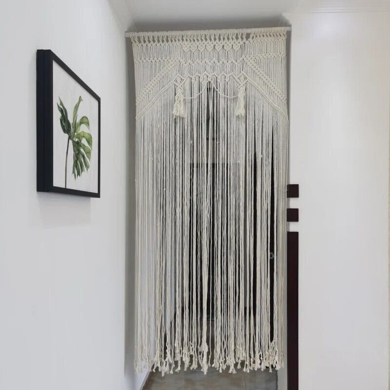 Macrame Tapestry Cotton Rope Hand Woven Curtain Home Living Room Decor 115x200cm