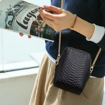 Mini Bag Genuine Leather Serpentine Pattern Bag Crossbody Purse 11*7*17CM 1Strap