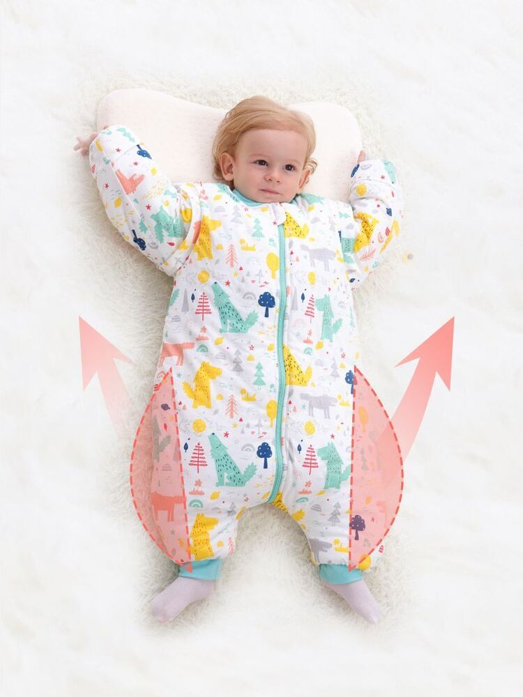 Cotton Sleeping Bag Long Sleeve Split Leg Baby Cloth Fit 0~6 Year Baby