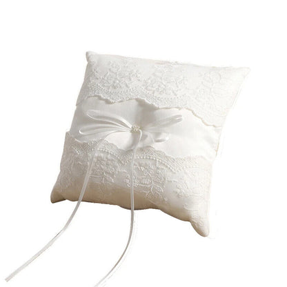 Ring Pillow Basket White Wedding Flower Girls Lace Pearl Event Party Decorations