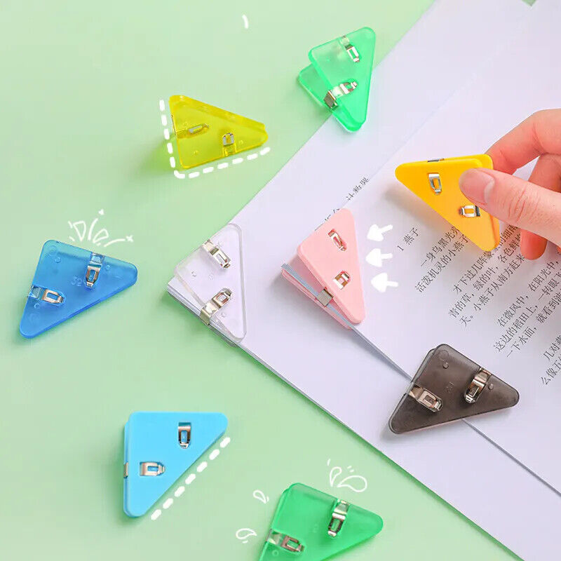 10 PCS Triangle Paper Clips Durable Paper Clamps Protect Book Corner for Student