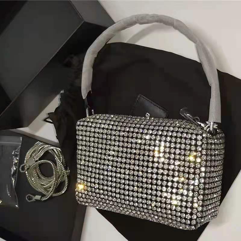 New Women's Bag Rhinestone Bag Glittering Diamond Full Mini Bag Top Hot
