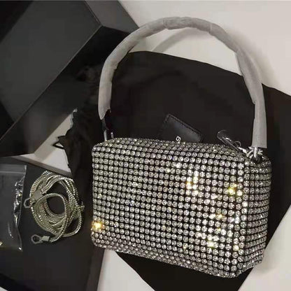 New Women's Bag Rhinestone Bag Glittering Diamond Full Mini Bag Top Hot