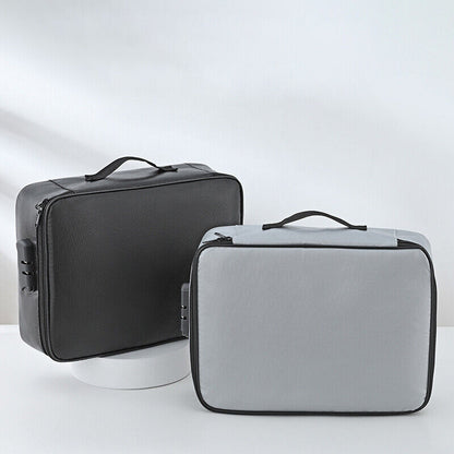 Fireproof Document Box with Lock File Storage Organizer Box Waterproof Safe Bag