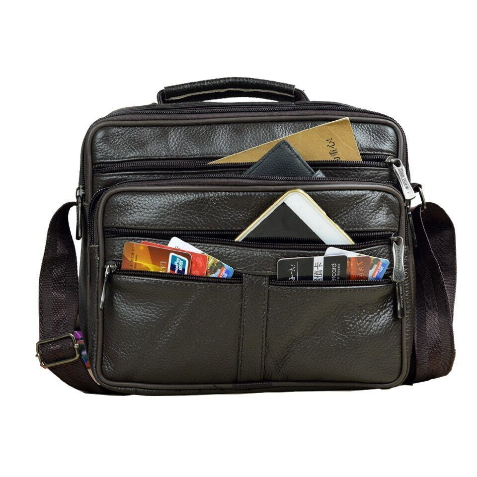 Men Genuine Leather Shoulder Bag Leather Handbags Men's Bag Travel Bag Tote