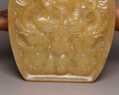 Old Chinese Natural Hetian Jade Carving Buddha Statue Figurine Collectible Rare