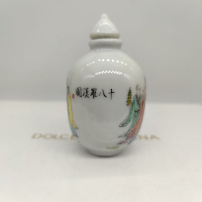 Chinese Vintage Porcelain Snuff Bottles Exquisite Painted Figure Pattern buddha
