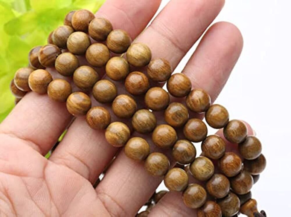 Natural Green Sandalwood 108 Beads 8-12 mm Bracelet Necklace wooden Meditation