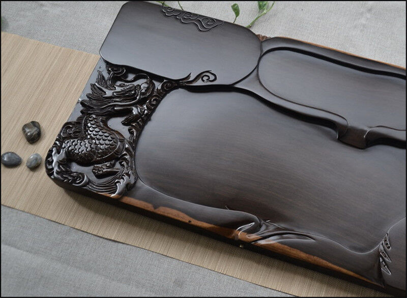 Handmade Tea Tray Hand Carved Dragon Ebony Wood Tea Table High Quality Heavy New