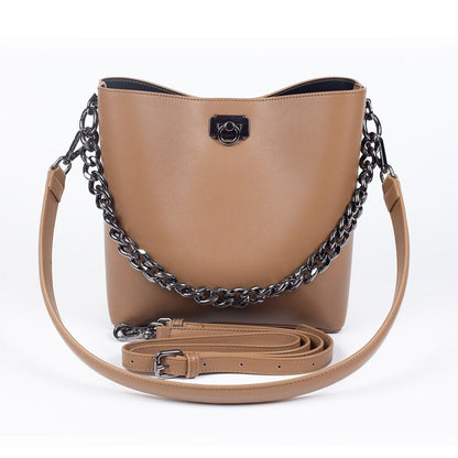Shoulder Bag Bucket Metal Chain Handbag Leather Messenger 22*10*23 CM Polyester