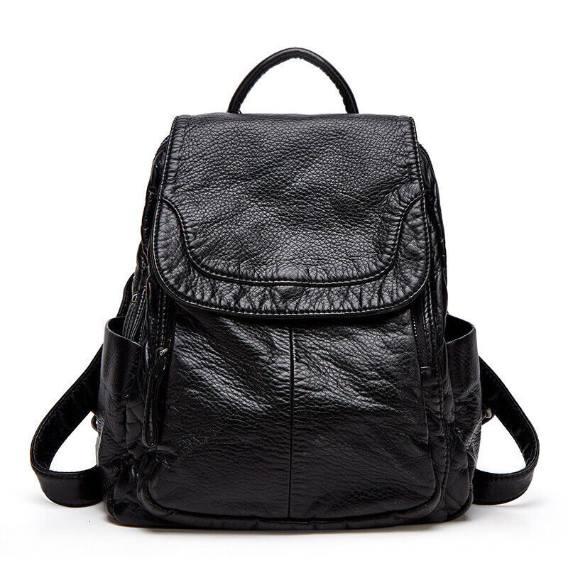 Soft Lambskin Leather Women's Backpack Shoulder School Bag Retro Travel Bags