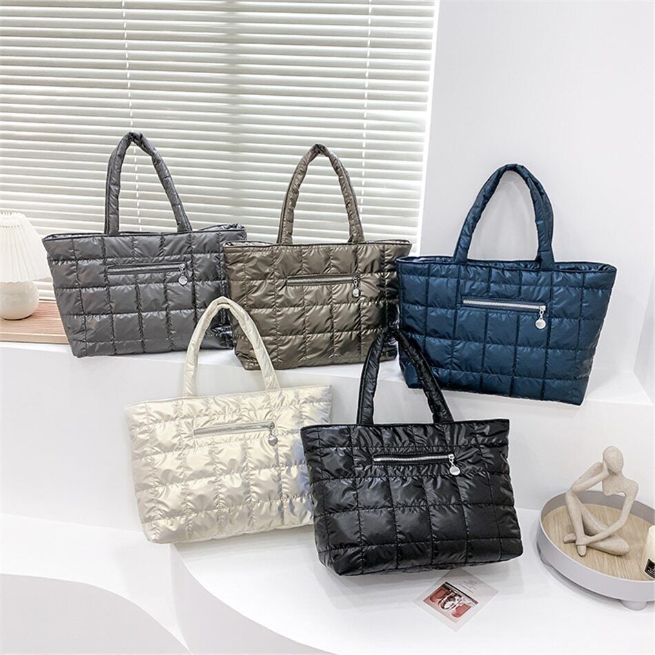 Women's Space Bag Down Padded Shoulder Bags Women Winter Bags Handbags