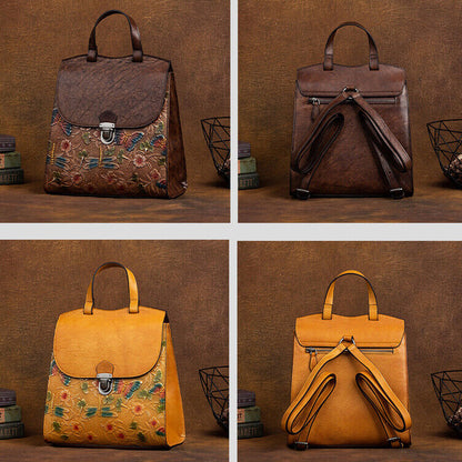 Desinger Backpack, Top Cowhide Leather Women's embossed Shoulder Bag