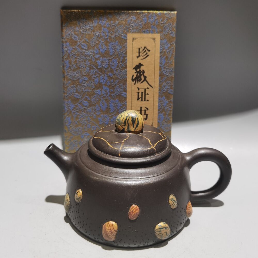 Vintage Chinese Yixing Purple Clay Teapot Zisha Ceremony Collectible Calligraphy