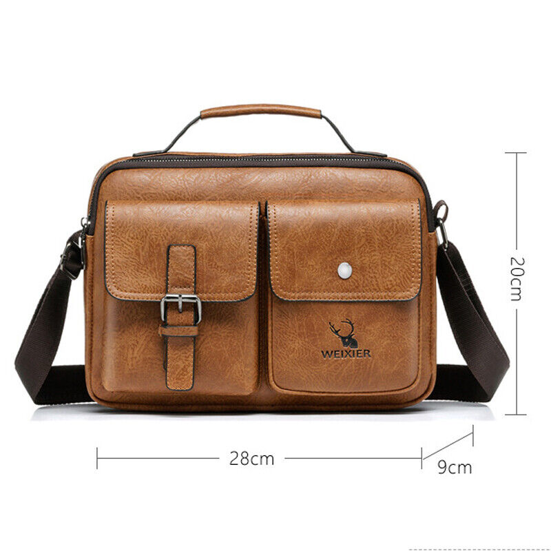 Men's Business pu Leather Briefcase Shoulder/Messenger Bag 8" Handbags Sport Bag