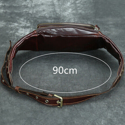 Men's Outdoor Genuine Leather Waist Fanny Pack Crossbody Bags Sling Shoulder Bag