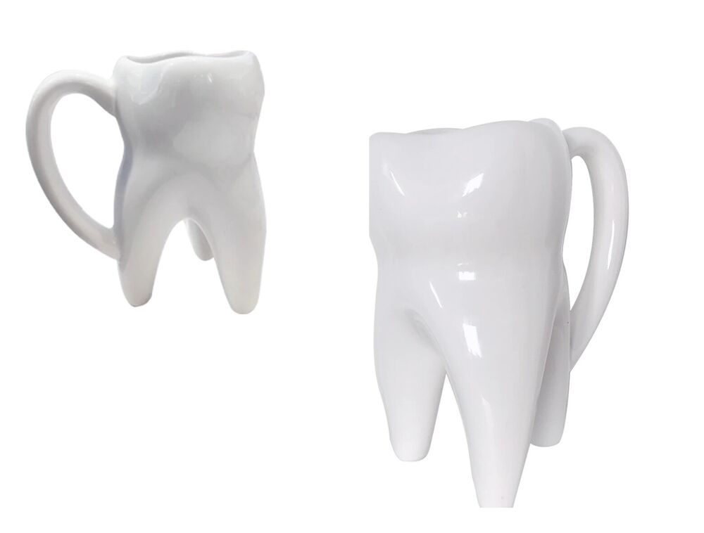Coffee Mug Creative Travel Dental Tooth Shaped Ceramic Water Cups Gift 12.5x14cm