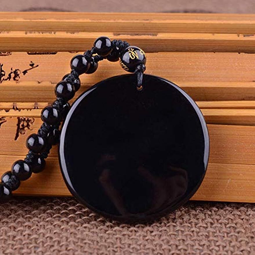 Necklace Obsidian Dragon Phoenix Pendant Yin Yang Gossip Fengshui Five Elements