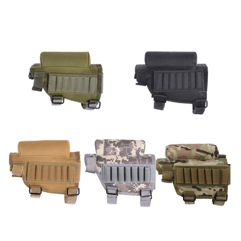 Tactical Butt Stock Rifle Cheek Rest Pouch Military Gear Bullet Holder Bag Shell