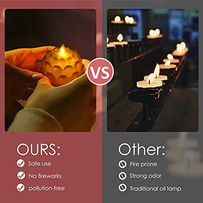 balacoo 6pcs Lotus Candle Light Flameless Buddha Candles Floating Tea Light...