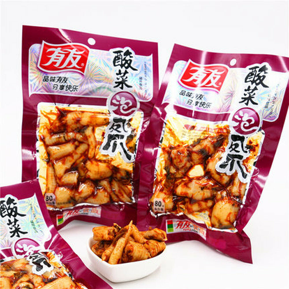 5 Bags x 70g Youyou Suancai Chicken Feet Chinese Specialty 5袋装有友凤爪鸡爪酸菜味中国特产