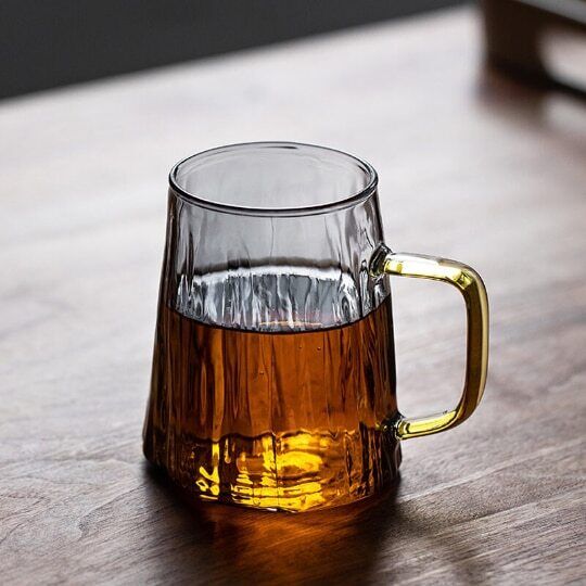 Glass Glacier Design Mug Big Coffee Mug with Handle Nordic Style Tea Mug 420 ml