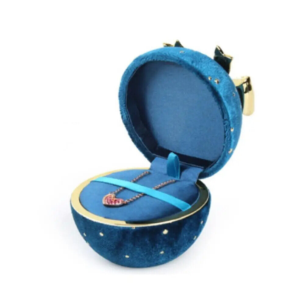 Jewelry Box Round Plastic Alloy Velvet Bow Rings Pendant Packaging Boxes 7x7x6cm