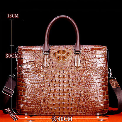 Top Cowhide Crocodile Alligator Embossed Handbag Men's Luxury Business Briefcase