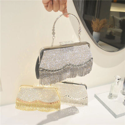 Women's Evening bag Clutch Bags Wedding Lock Bag Chain Tassel Shoulder Bags