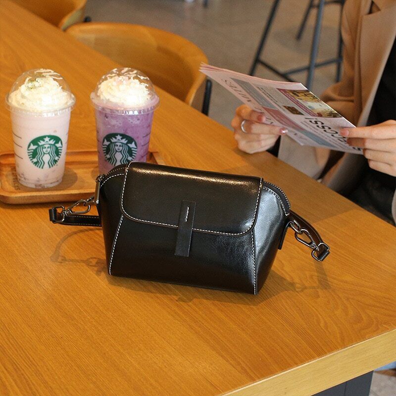 Cowhide Leather Cross Body Small Bag Women Shoulder Shell Hand Bag Ladies Bag