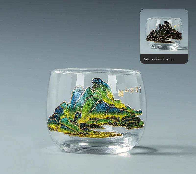 95ml Exquisite Glass Change Color Kung Fu Tea Cup Household Hand-drawn Guest Cup