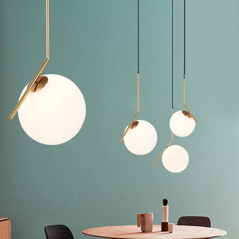 Pendant Lights Modern Glass Ball Home Dining Room Living Bedroom Hang Lamp Iron