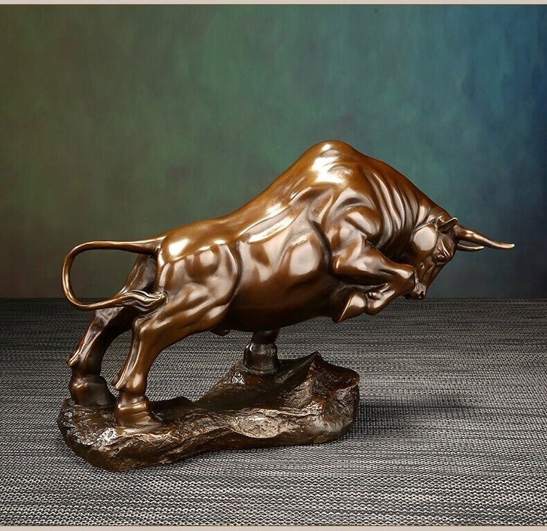 16" China Figurine BRASS copper Feng Shui Animal Bull Oxen Cattle Statue 7000g