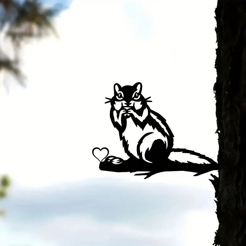 Black Metal Squirrel Pet Outdoor Yard Silhouette Animal Garden Decorative Post