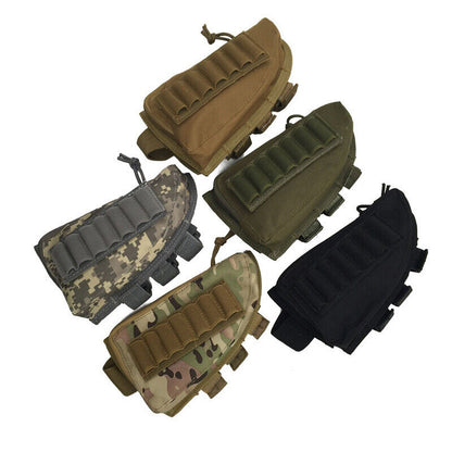 Tactical Hunting Rifle Buttstock Bag Magazine Pouch Rest Shell Mag Ammo Pouch