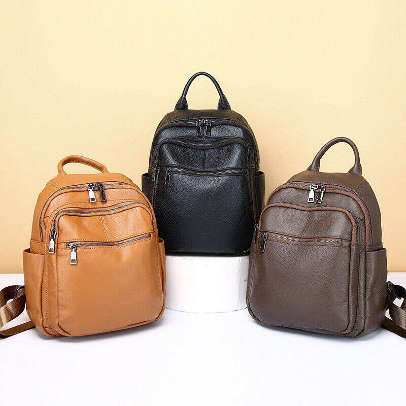 New Soft Leather Backpack, Women's Top Cow Leather Travel Rucksack School Bags