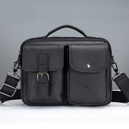 100% Genuine Leather Men's Handbag 11" Crossbody Shoulder Bag Business Messenger