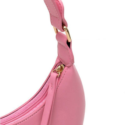 PU Leather Shoulder Bags Women Handbags Lady Sweet Half Moon Bags