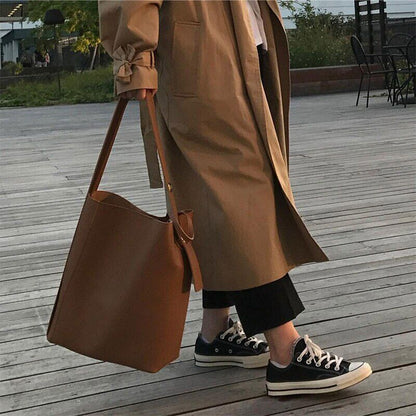 Women Bag Women's Simple Style PU Leather Shoulder Bag Handbags Bags Large Totes